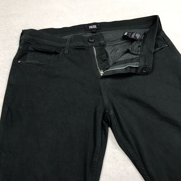 PAIGE Normandie Jean Men 33(34x33) Green Stretch Denim Dark Academia USA Made - Picture 4 of 15